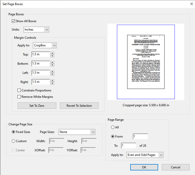 Adobe Acrobat page crop tool