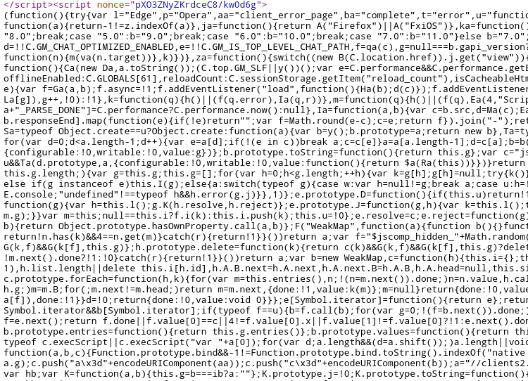 sample <script> tag JavaScript code from gmail.com