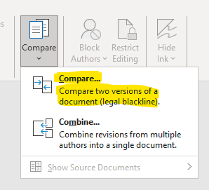 Compare Word Docs using Legal Blackline